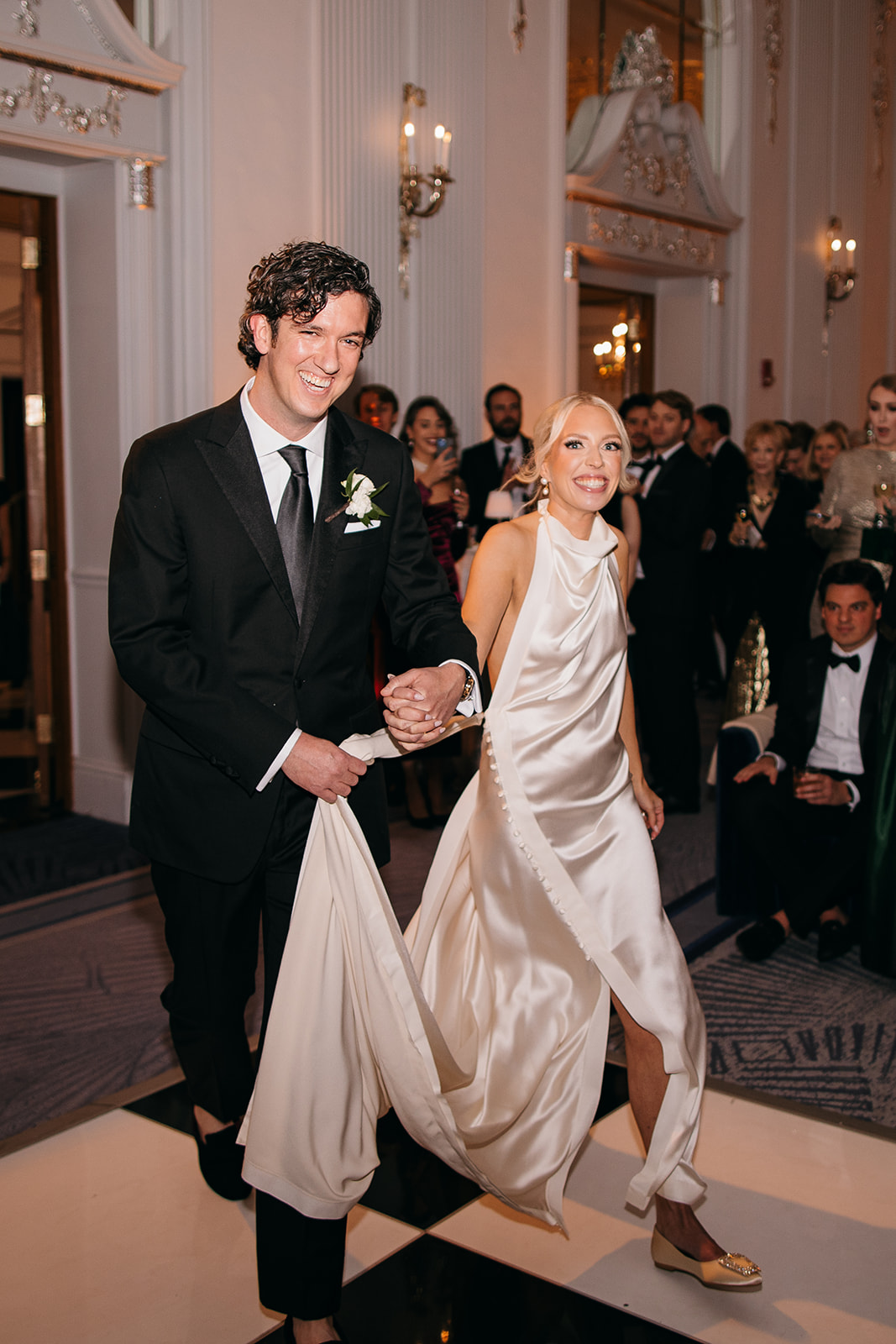 Newly wed couple enters the iconic Silver Ballroom at The Read House, perfect for a Chattanooga wedding