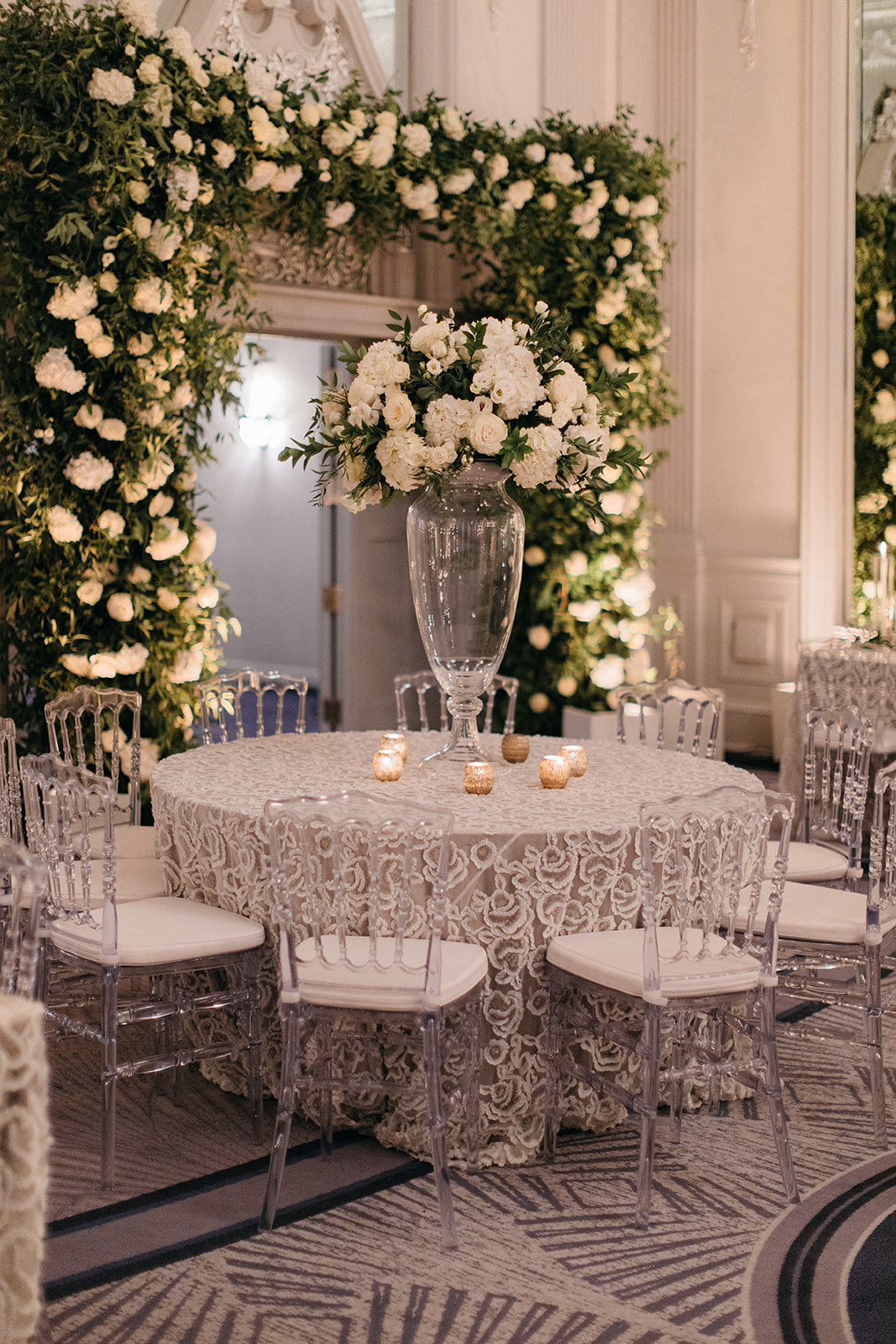 A beautiful wedding reception in the Silver Ballroom at The Read House