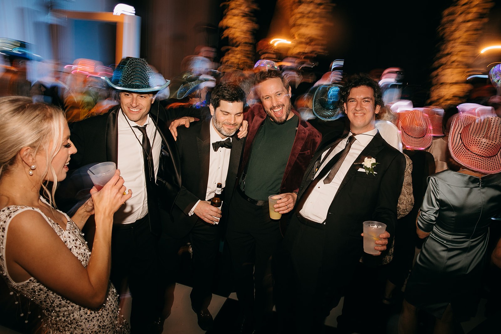 Bride and Groom dancing at their wedding reception at The Read House in Chattanooga with guests. 