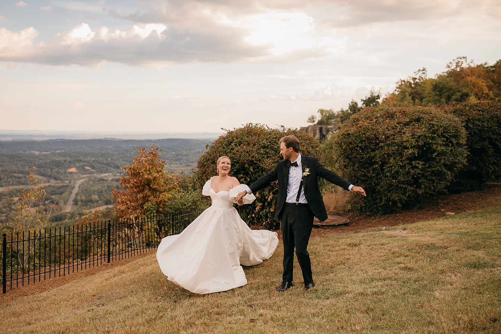 Romantic bride and groom portrait at a wedding venue in Chattanooga, TN outdoor. 