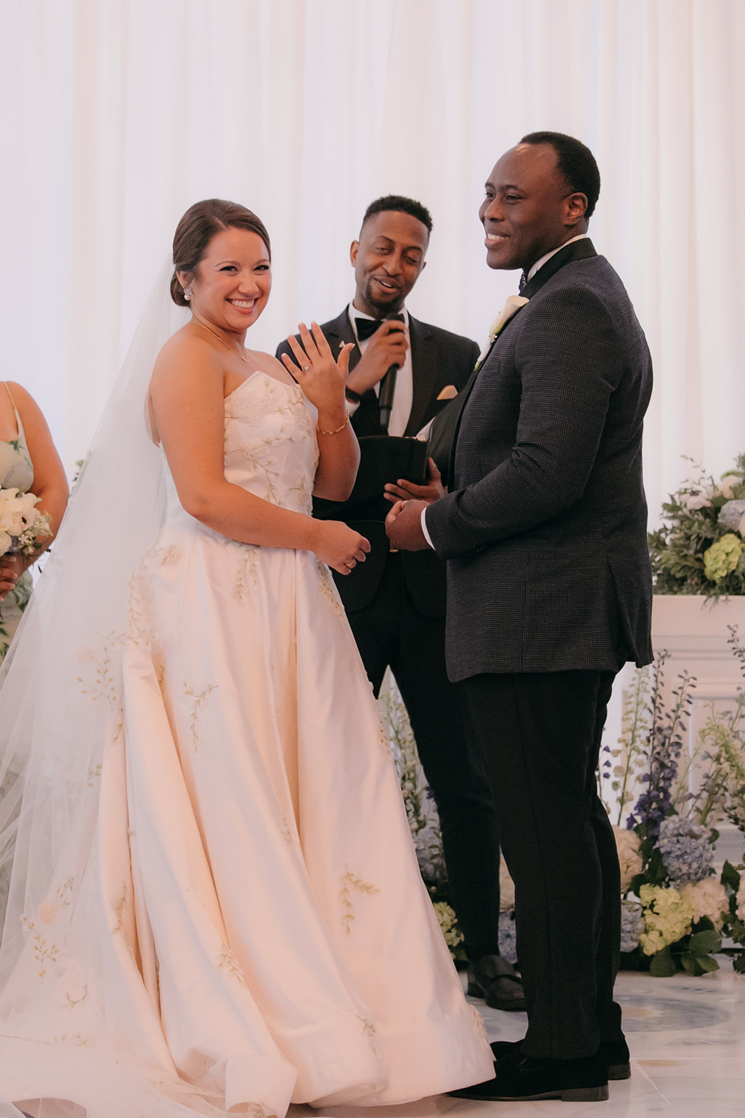 Bride showing her wedding ring during the ceremony at the Biltmore Ballroom Atlanta wedding venue