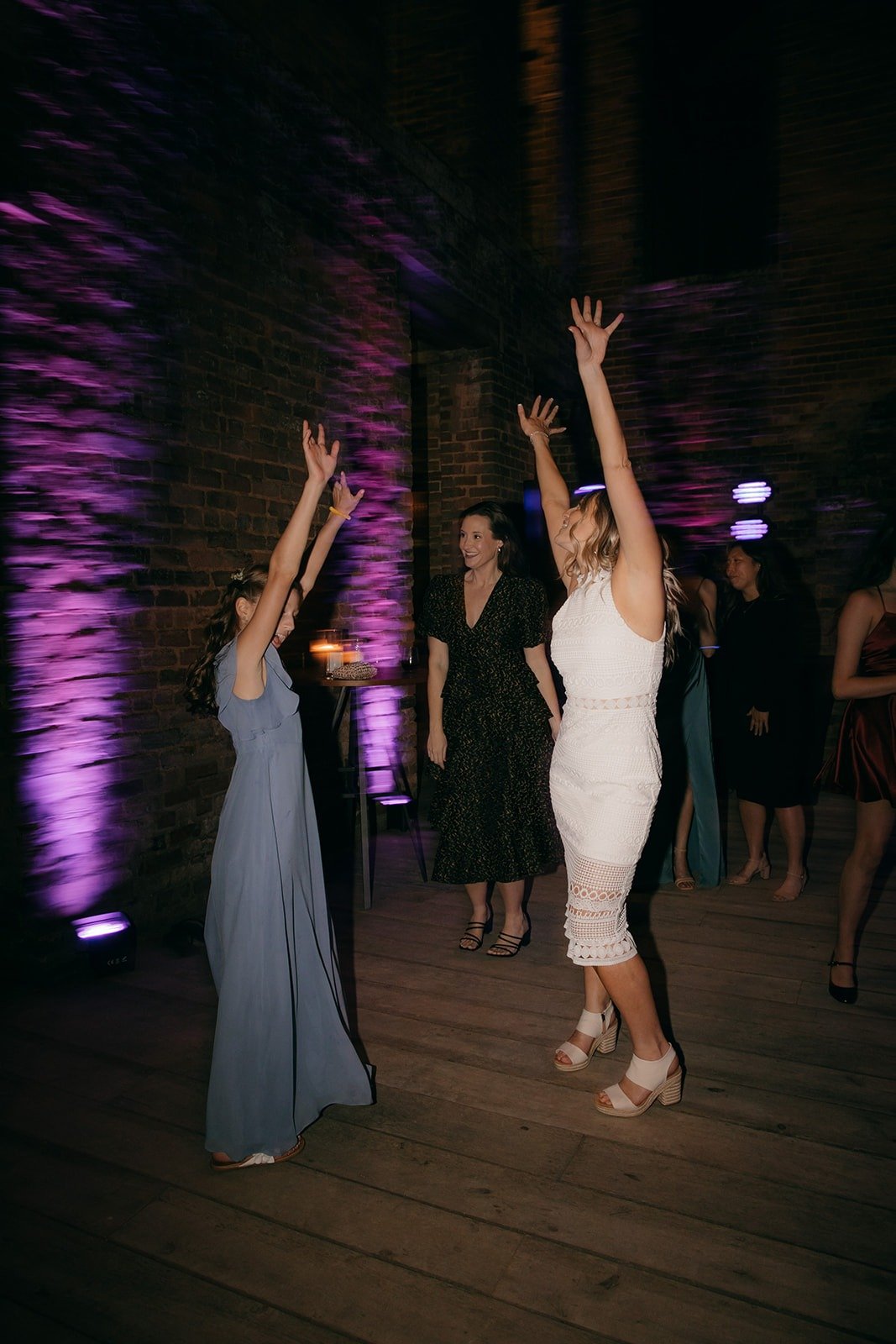 Bride and guests dancing at Barnsley Gardens wedding.